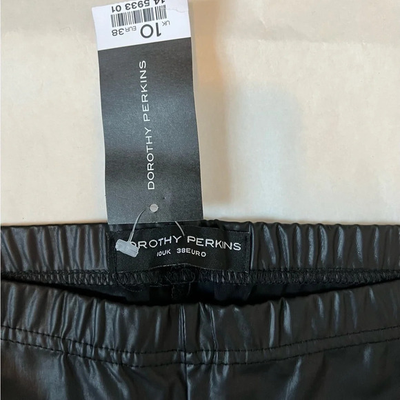 Dorothy Perkins Shiny Wet Look Black Leggings Pants Stretch US6 UK 10 - Picture 7 of 11